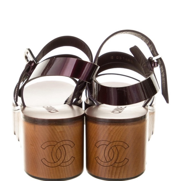Chanel Patent Leather Slingback Sandals - Picture 6 of 9